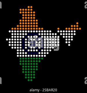 India dotted flag map. Vector design. Stock Vector