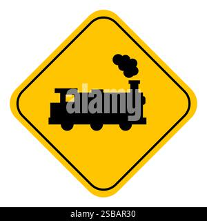 Rail crossing without barriers ahead sign. Vector illustration. Stock Vector