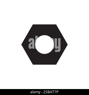 Hex nut icon. Industrial hardware piece. Vector bolt shape. Mechanical fixing element. Stock Vector