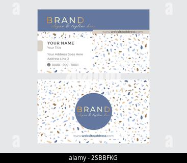 Blue Colorful Clean Creative Terrazzo Business Card Design Stock Vector