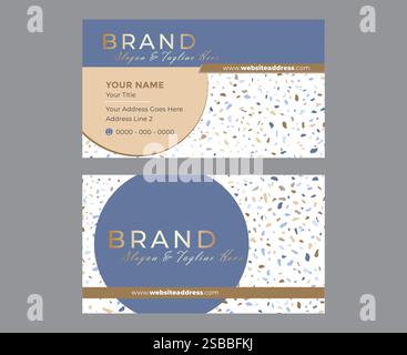 Colorful Blue Creative Terrazzo Business Card Design Stock Vector