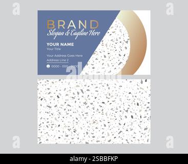 Blue and Gold Creative Terrazzo Business Card Design Stock Vector