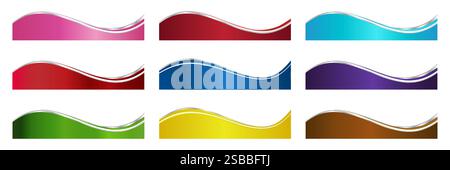 Letterhead Footer Divider Template Set with Every Color Wave Stock Vector