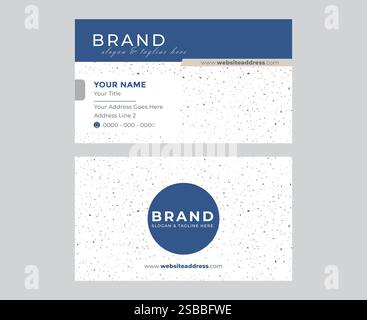 Blue White Terrazzo Elegant Minimal Business Card Design Stock Vector
