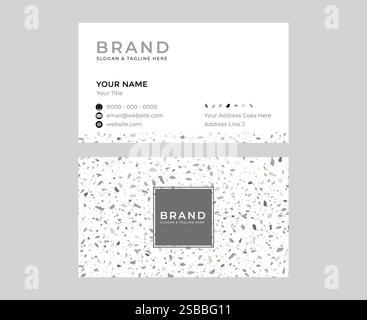 Elegant Minimal White Terrazzo Business Card Design Stock Vector