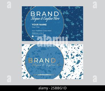 Elegant Blue Creative Terrazzo Business Card Design Stock Vector
