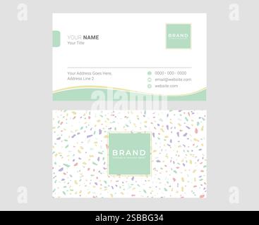 Minimal Pastel Light Green Modern Terrazzo Business Card Stock Vector