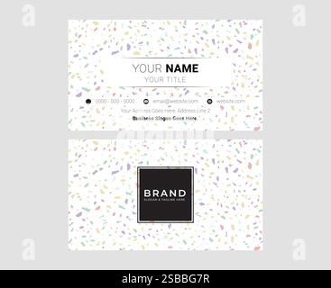 Minimal White Pastel Modern Terrazzo Business Card Stock Vector