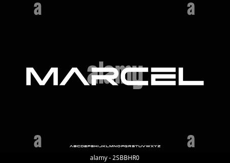 Modern futuristic style sans serif alphabet display font vector for branding design Stock Vector