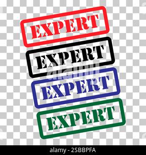 Set of Expert stamp symbol, label sticker sign button, text banner vector illustration . Stock Vector