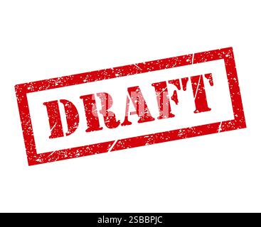 Draft stamp symbol, label sticker sign button, text banner vector illustration . Stock Vector