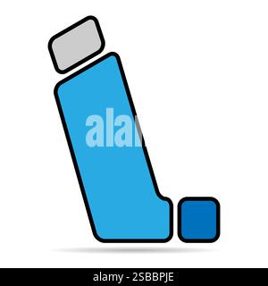 Asthma inhaler design shadow icon, medicine health care sign, graphic vector illustration . Stock Vector