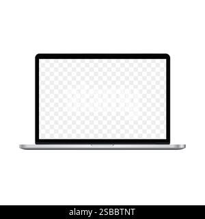 Laptop Computer Mockup. Notebook PC realistic vector illustration with transparent lcd Stock Vector