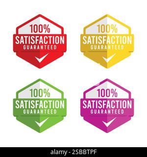 Satisfaction Guaranteed 100% Quality Badge, trust badge design Stock Vector
