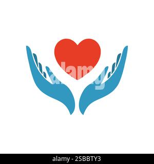 Heart in hand symbol. Logo template for charity, health. Vector illustration Stock Vector