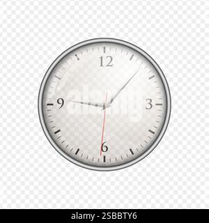 Realistic clock. Time management and organization of work process. Decor and interior elements on copy space. Stock Vector