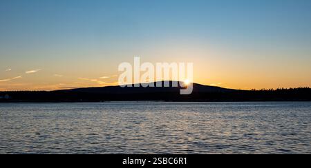 Sunset over the Atlantic Ocean from Acadia National Park on Schoodic Peninsula in Maine ISA Stock Photo