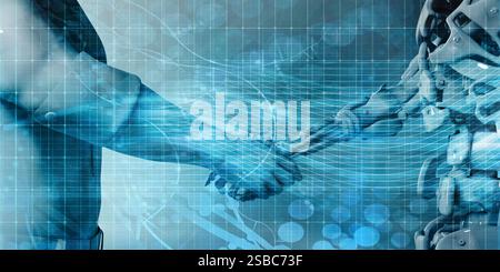 Automation Revolution Machines Helping Humans as Business Technology Concept Stock Photo