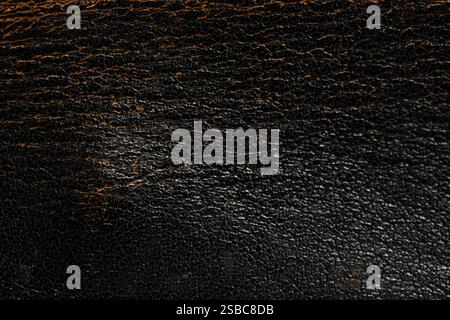 Black leather texture or leather background for design with copy space for text or image Stock Photo