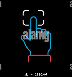 Fingerprint scanning vector on black background icon. Biometrics concept. Security sign. Graph symbol for your web site design, logo, app, UI Stock Vector