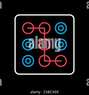 Lock pattern vector on dark background icon. Hand entering smartphone password symbol. Security sign. Graph symbol for your web site design, logo, app Stock Vector