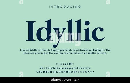 Elegant Font, Serif Typeface, Sans Serif, Modern Typography, Classic Lettering, Handwritten Font, Display Font, Script Typeface, Uppercase Letters, Stock Vector