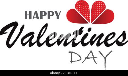 Happy Valentines Day Typography Vector Romantic Love Heart Lettering Design Stock Vector