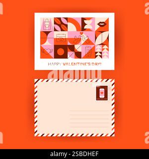 Valentines Day Postal Greeting Card Stock Vector