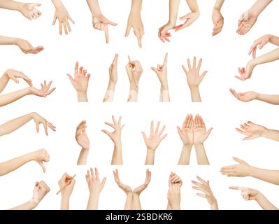 Set of white male hands showing symbols Stock Photo
