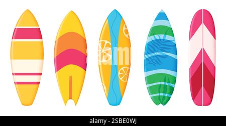 Summer surfboard elements clipart set. Colorful surfing board clip art ...