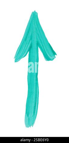 One turquoise drawn arrow isolated on white Stock Photo