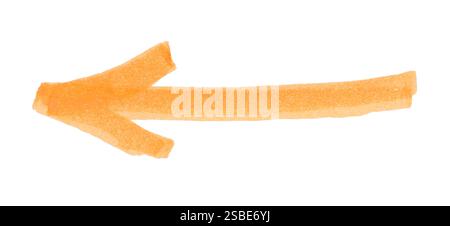 One orange drawn arrow isolated on white Stock Photo