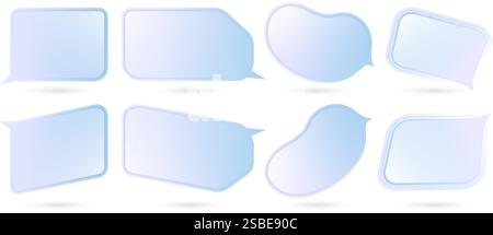 Set of eight blue pink speech bubbles talking chat apps isolated on white background for user interface web design, banner poster element, Layouts Stock Vector
