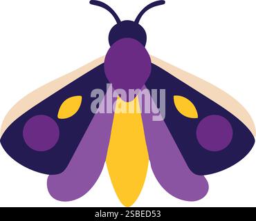 Mystic gold moth, magic butterfly and crescent moon, sacred symbols for ...