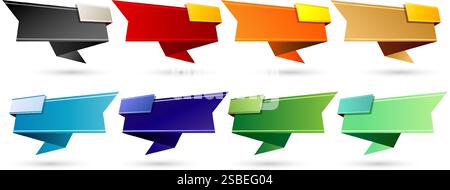 illustration eight Set of colorful label geometric banners isolated background for Presentations, information graphics, User interface designs Stock Vector
