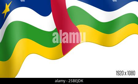 Central African Republic country flag realistic independence day background. CAR commonwealth banner in motion waving, fluttering in wind. Festive pat Stock Vector