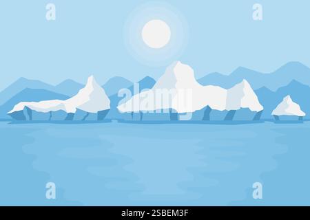 arctic ice landscape background illustration in flat style design Stock Vector