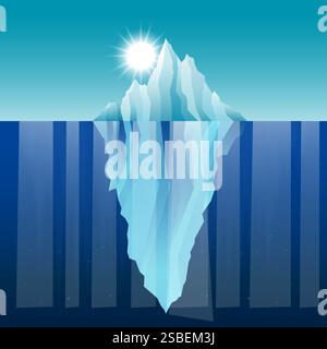 iceberg floating on the ocean illustration in gradient Stock Vector