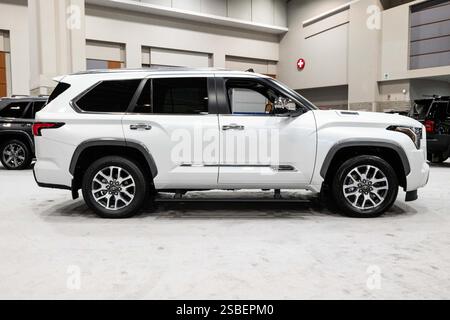 This is a 2025 Toyota Sequoia 4WD Hybrid on display at the Pittsburgh
