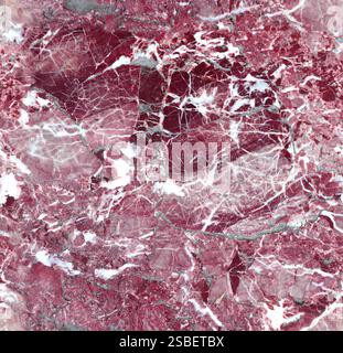 Seamless pattern with texture of marble of red and white color. Repeatable backdrop with cracked natural marble material. Endless texture for tiling p Stock Photo