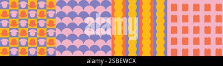 Seamless geometric pattern collection. Stock Vector