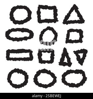 Grunge artistic brush strokes set. Stock Vector