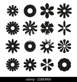 Abstract vector flowers silhouettes isolated Stock Vector