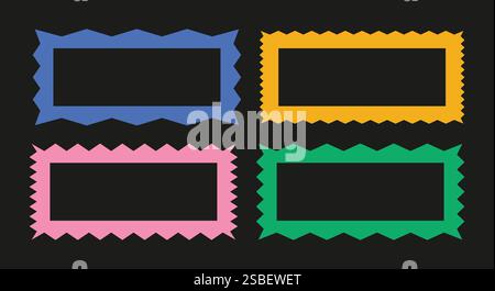 Zigzag edge rectangle frames collection Stock Vector