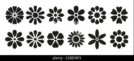 Floral geometric icon set Stock Vector