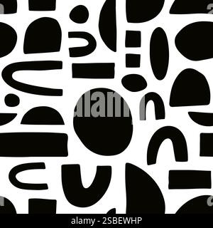 Abstract seamless pattern. Hand drawn doodle shapes print Stock Vector