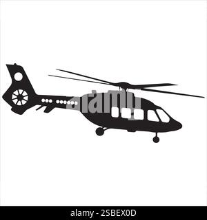 Stylized Helicopter Symbols and Silhouettes Stock Vector