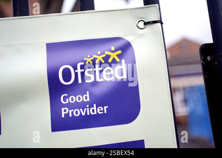 Ofsted Good in all Areas, sign outside school in Surrey, England, UK ...