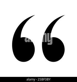 Pair black quotation marks, quotes speech marks punctuation typographic Stock Vector
