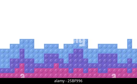 A stunningly vibrant abstract pattern composed of colorful bricks in shades of blue, purple, and pink Stock Vector